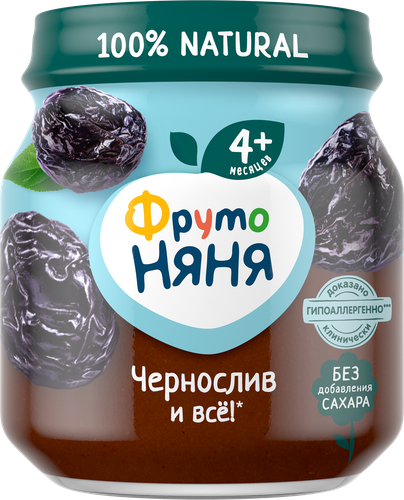 Пюре фруктовое ФРУТОНЯНЯ Чернослив, с 4 месяцев, 100г, вид
