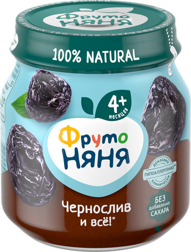 Пюре фруктовое ФРУТОНЯНЯ Чернослив, с 4 месяцев, 100г, фото