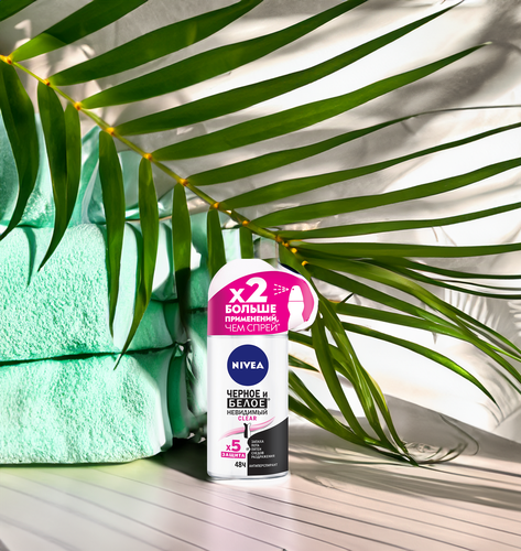 Дезодорант-антиперспирант роликовый женский NIVEA Clear Черное и белое Невидимый, 50мл, детальное фото