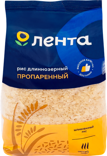 Рис длиннозерный ЛЕНТА пропаренный 1-й сорт, 1500г, крупный план