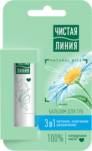 Бальзам для губ ЧИСТАЯ ЛИНИЯ 3в1 Питание, увлажнение, смягчение Ромашка, 4г, детальное фото
