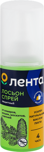 Лосьон-спрей от комаров ЛЕНТА Защита до 4 часов, 100мл, фото