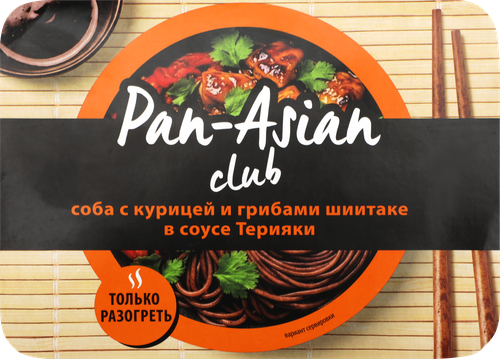 Соба PAN ASIAN с курицей и грибами шиитаке в соусе Терияки, 300г, картинка