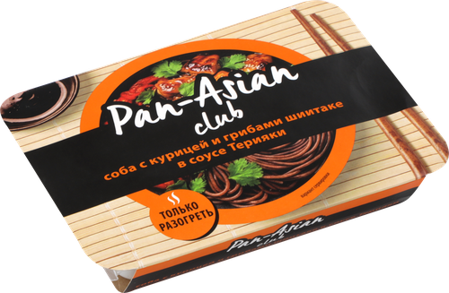 Соба PAN ASIAN с курицей и грибами шиитаке в соусе Терияки, 300г, фотография