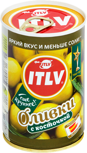 Оливки с косточкой ITLV зеленые, 195г, фотография