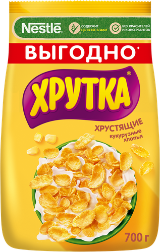 Хлопья кукурузные NESTLE Хрутка, хрустящие обогащенные кальцием, 700г, фотография
