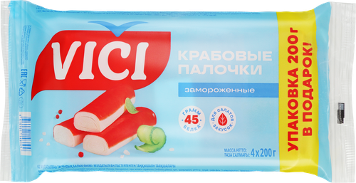 Крабовые палочки VICI Душа океана 3+1, 4х200г, детальное фото