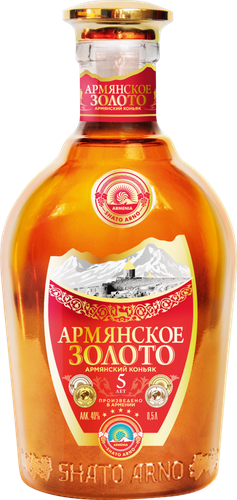 Коньяк АРМЯНСКОЕ ЗОЛОТО Армянский ординарный 5 лет 40%, 0.5л, фотография