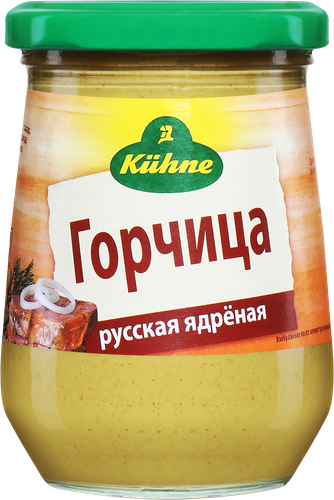 Горчица ядреная KUHNE Русская, 250мл, крупный план