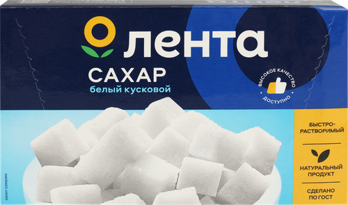 Сахар-рафинад ЛЕНТА белый кусковой категория Экстра ГОСТ, 1кг, фото