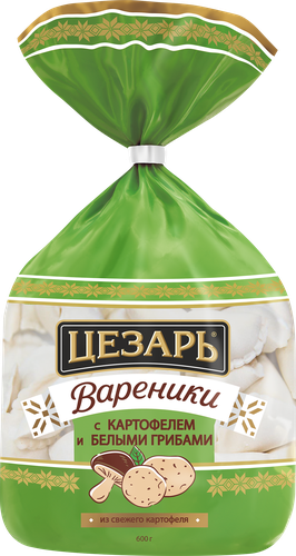 Вареники ЦЕЗАРЬ с картофелем и белыми грибами, 600г, крупный план