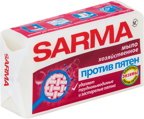 Хозяйственное мыло против пятен SARMA, 140г, вид