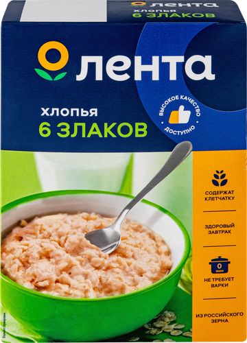 Хлопья мультизлаковые ЛЕНТА 6 злаков, 500г, детальное фото