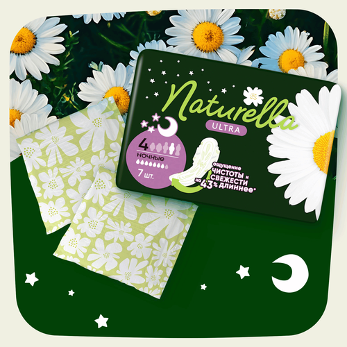 Прокладки ночные NATURELLA Ultra Night ароматизированные, с крылышками, 7шт, картинка