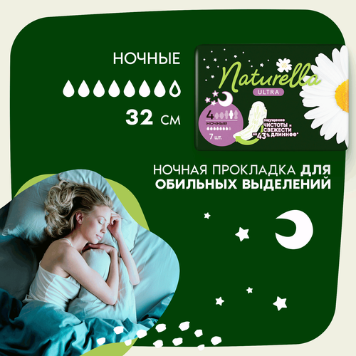 Прокладки ночные NATURELLA Ultra Night ароматизированные, с крылышками, 7шт, фотография
