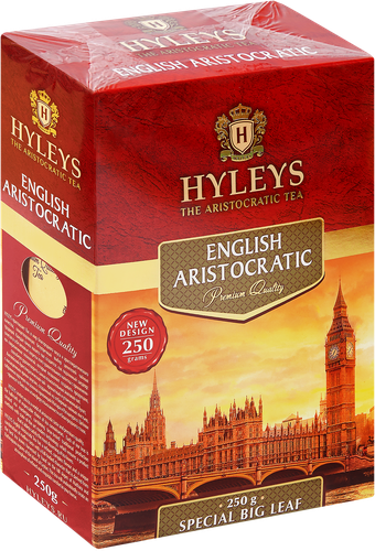 Чай черный HYLEYS Английский Аристократический байховый листовой, 250г, крупный план