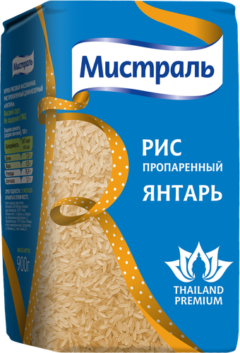 Рис длиннозерный МИСТРАЛЬ Янтарь высший сорт, 900г, изображение
