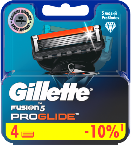 Кассеты сменные для бритья GILLETTE Fusion 5 ProGlide, 4шт, фотография