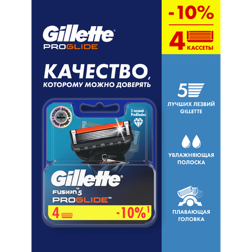 Кассеты сменные для бритья GILLETTE Fusion 5 ProGlide, 4шт, фотография