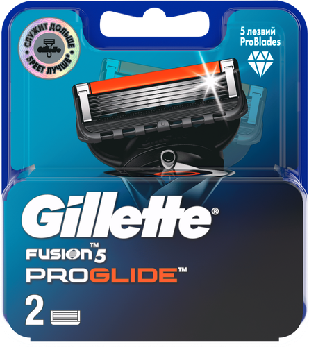 Кассеты сменные для бритья GILLETTE Fusion 5 ProGlide, 2шт, крупный план