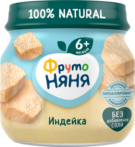 Пюре мясное ФРУТОНЯНЯ Индейка, с 6 месяцев, 80г, детальное фото