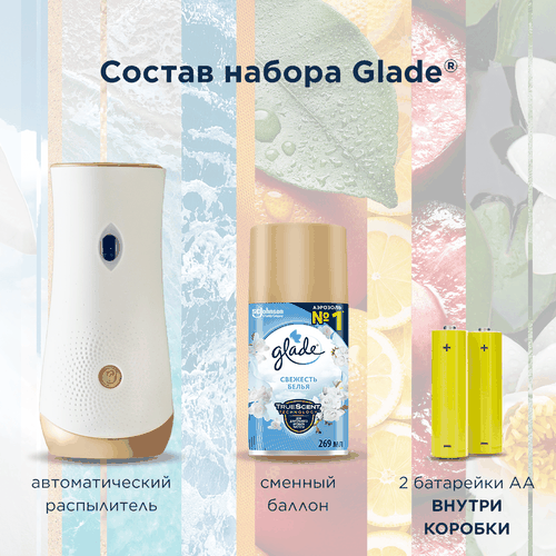Освежитель воздуха автоматический со сменным блоком GLADE Automatics Свежесть белья, 269мл, фотография