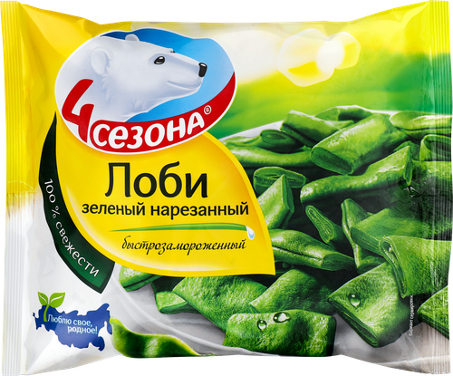 Лоби замороженный 4 СЕЗОНА зеленый нарезанный, 400г, вид