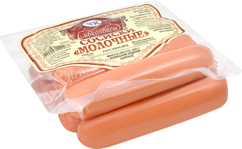 Сосиски СИБКОЛБАСЫ Молочные 1-й сорт, 400г, вид