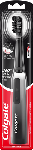 Зубная щетка электрическая COLGATE 360 Sonic Древесный уголь, на батарейках, мягкая, вид