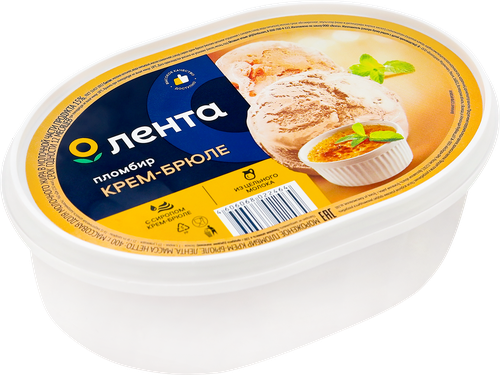 Мороженое ЛЕНТА Пломбир крем-брюле, без змж, 400г, изображение
