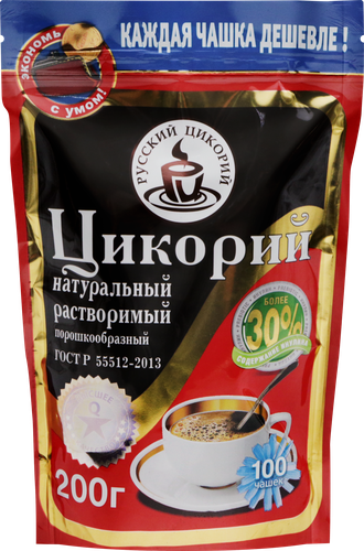 Цикорий растворимый РУССКИЙ ЦИКОРИЙ натуральный порошкообразный, 200г, детальное фото