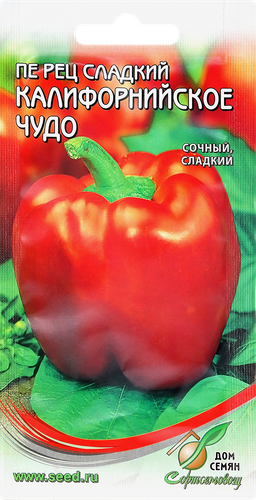 Семена ДОМ СЕМЯН Перец сладкий красный Калифорнийское чудо, 0,3г, крупный план