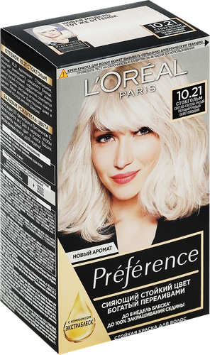 Краска для волос PREFERENCE 10.21 Стокгольм Светло-светло-русый перламутровый осветляющий, 174мл, крупный план