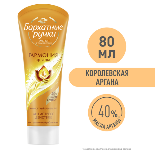 Крем для рук БАРХАТНЫЕ РУЧКИ Королевская аргана, 80мл, картинка