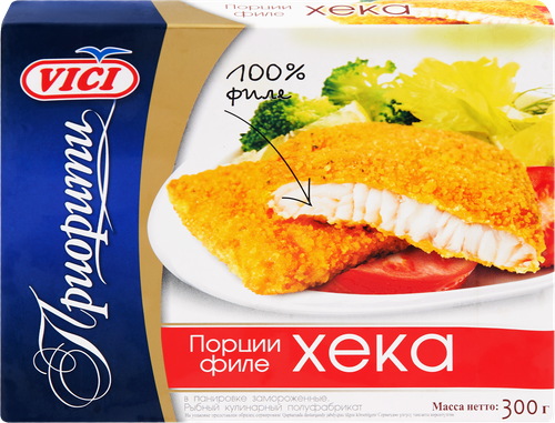Хек замороженный VICI Приорити, филе в панировке, 300г, детальное фото