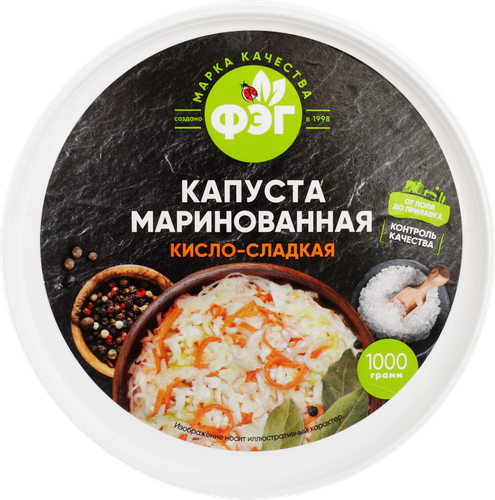 Капуста маринованная ФЭГ кисло-сладкая, 1000г, детальное фото