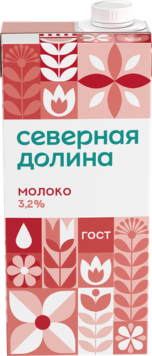 Молоко ультрапастеризованное СЕВЕРНАЯ ДОЛИНА 3,2%, без змж, 950г, вид