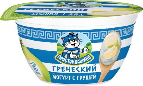 Йогурт ПРОСТОКВАШИНО Греческий с грушей, густой 1,8%, без змж, 130г, изображение