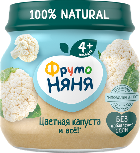 Пюре овощное ФРУТОНЯНЯ Цветная капуста, с 4 месяцев, 80г, вид