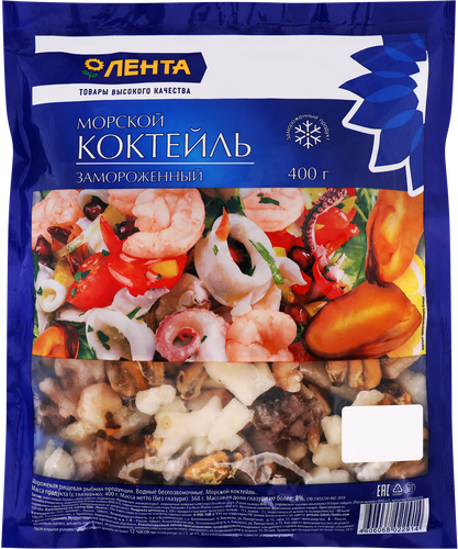 Морской коктейль замороженный ЛЕНТА, 400г, крупный план