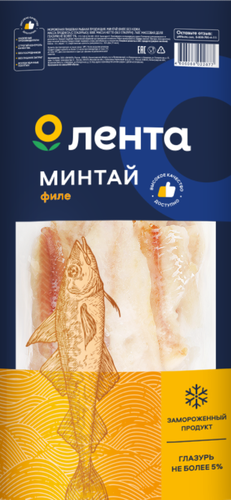 Минтай замороженный ЛЕНТА филе, 800г, детальное фото