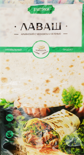 Лаваш ХЛЕБОСОЛЪ Армянский с зеленью и чесноком, 200г, картинка