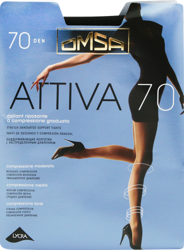 Колготки женские OMSA Attiva 70 den, nero 5-XL, картинка