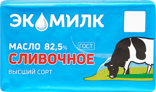 Масло сливочное ЭКОМИЛК 82,5% высший сорт, без змж, 180г, вид