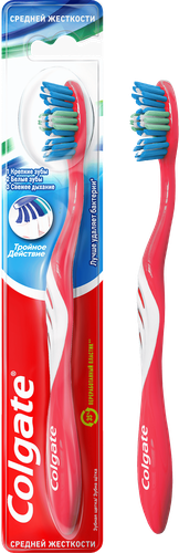 Зубная щетка COLGATE Тройное действие многофункциональная, средней жесткости, детальное фото