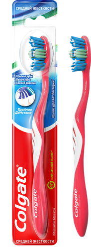 Зубная щетка COLGATE Тройное действие многофункциональная, средней жесткости, картинка