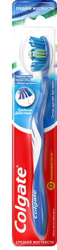 Зубная щетка COLGATE Тройное действие многофункциональная, средней жесткости, картинка
