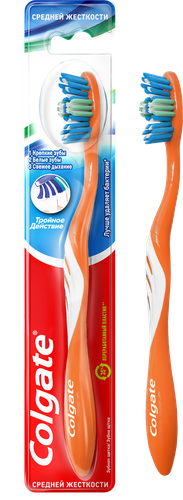 Зубная щетка COLGATE Тройное действие многофункциональная, средней жесткости, вид