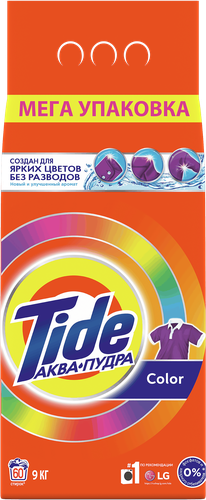 Стиральный порошок для цветного белья TIDE Аквапудра Color, автомат, 9кг, картинка