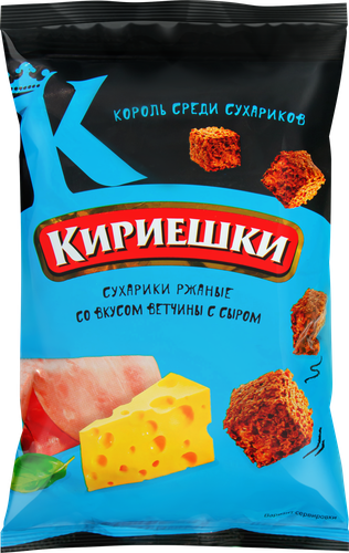 Сухарики ржаные КИРИЕШКИ Ветчина с сыром, 100г, картинка
